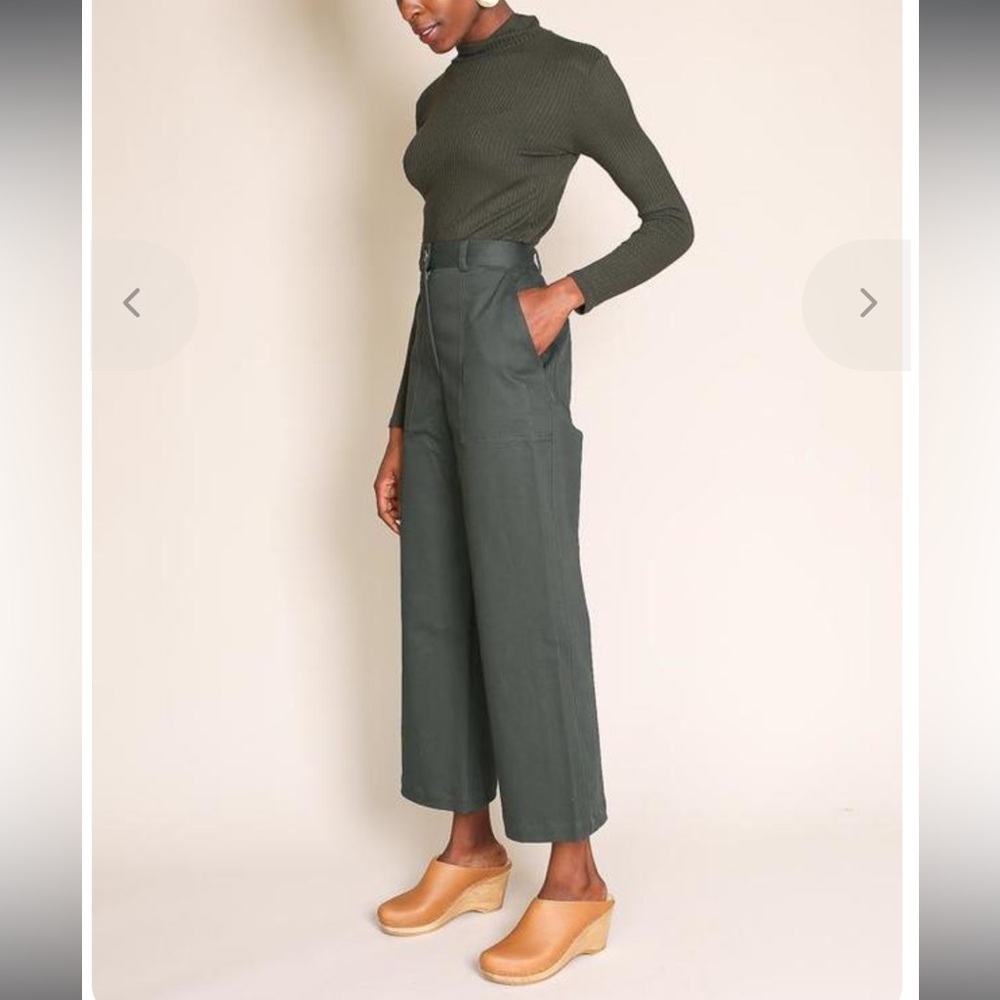 First Rite High-Waisted Wide Leg Utility Pants - Dark Olive - Picture 4 of 5